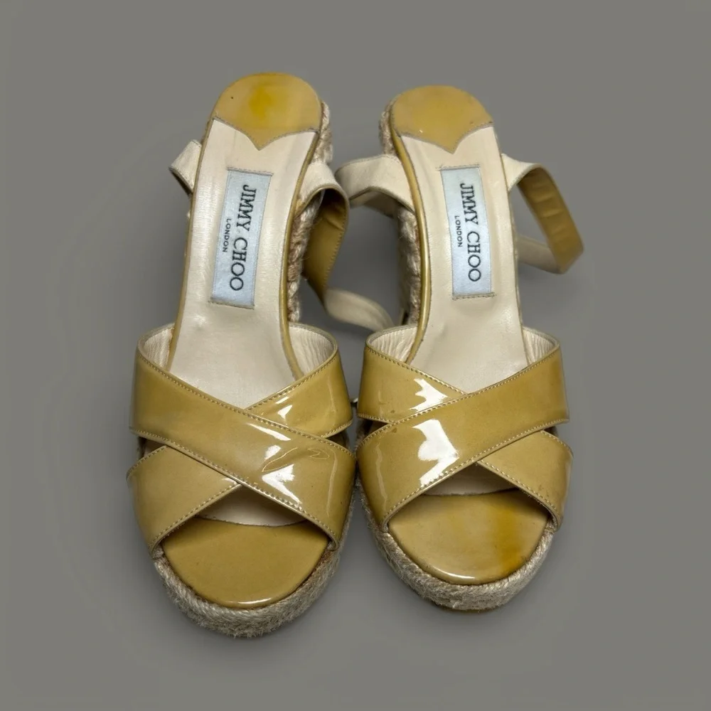 Jimmy Choo Mustard Wedge Sandals - Picture 7 of 9